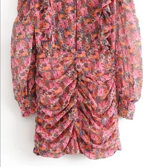 Blogger Fave Floral Ruffle Puff Sleeve Mini Dress | NWT | Small - Picture 7 of 12